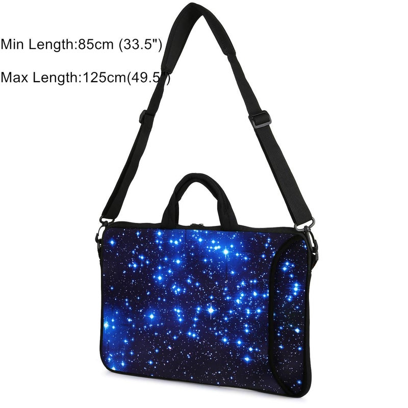 Violet Mist 11 11.6 12 13 Inch Laptop Shoulder Bag Carrying Case Laptop Sleeve Computer Messenger Bag Neoprene Zipper Waterproof Protective Tablet Handbag Handle Shoulder Strap, Blue Galaxy - Image 3